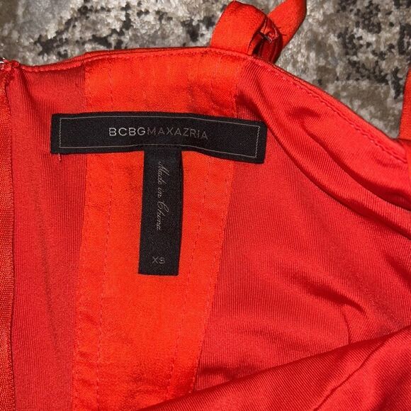 BCBGMAXAZRIA Womens Back Zip V Neck Bridget Romper Poppy Red Size XS - Picture 4 of 5